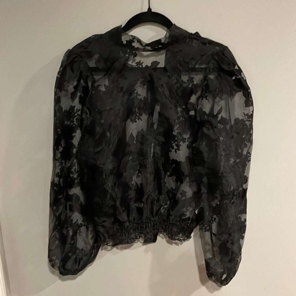 Zara sheer black/flower top size small